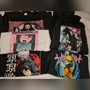 Lot Of 5 Anime Tshirts, Hoodie, Long Sleeve Tokyo Ghoul Naruto Game Fail